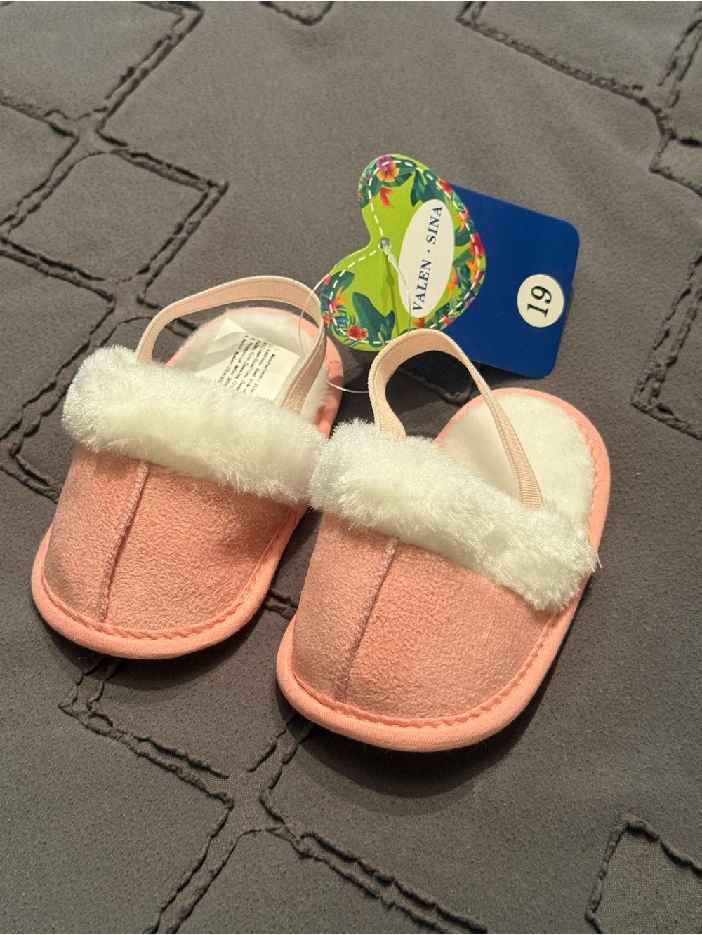 Pink Faux-Fur Trim Kids Slippers